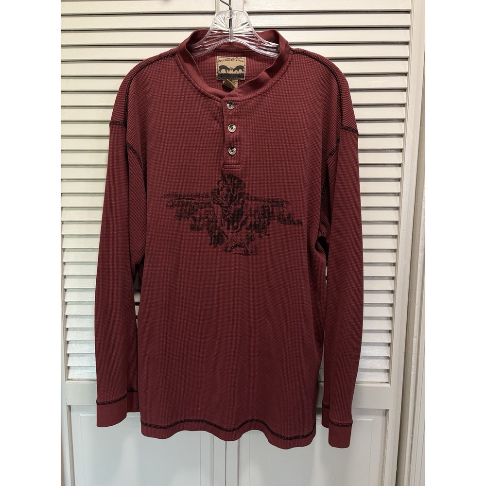 Buckhorn River Thermal Button Top Long Sleeve Size 2XL Burgundy Winter Outdoors